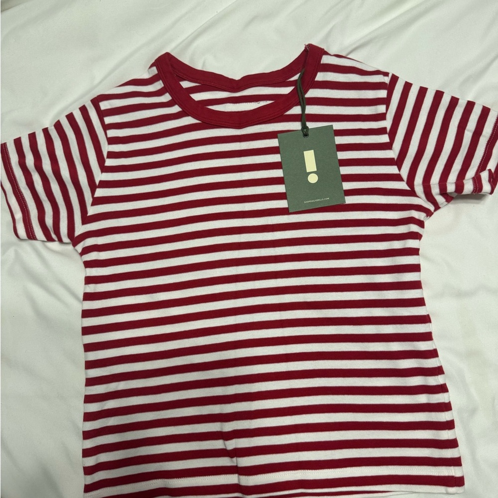Daily Drills Red and White Striped Baby Tee